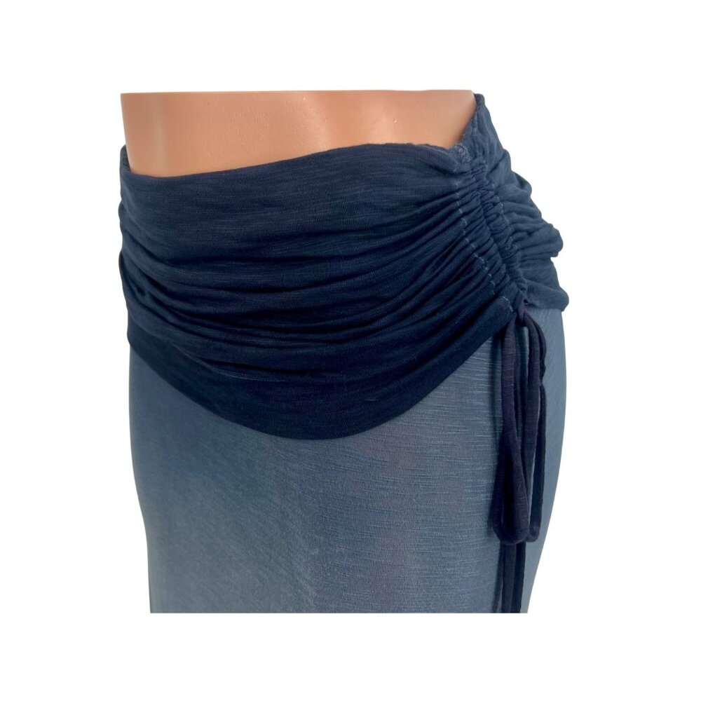 Young Fabulous & Broke Blue Ombre Fold Over Waist Ruched Sides Boho Maxi Skirt - Picture 12 of 16
